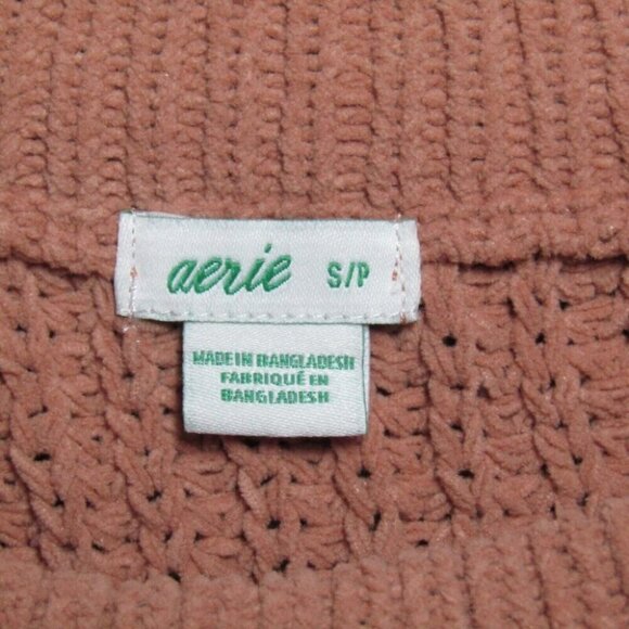 Aerie Oversized Mocha Brown Long Sleeve Tunic Sweater Size S Rib Knit Side Vents - Picture 5 of 9